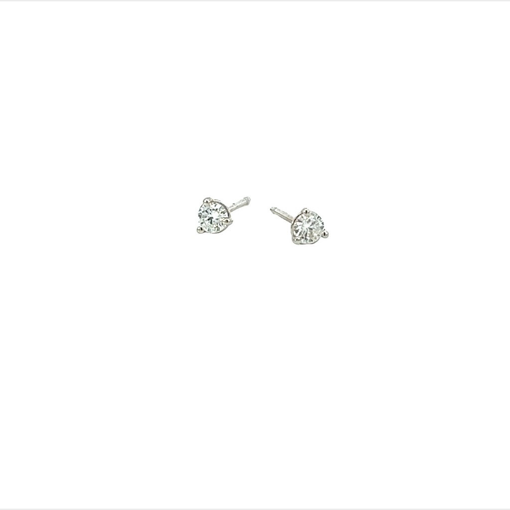Round Brilliant Cut Diamond Studs 0.20cttw H/SI2 14Kt White Gold Martini Pushbacks