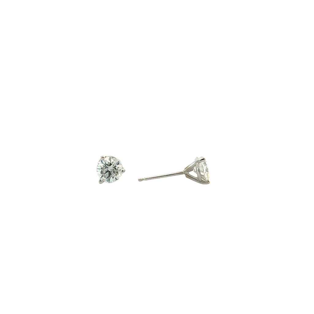 Round Brilliant Cut Diamond Studs 1.01cttw D-E/VS-SI 14Kt White Gold Martini Pushbacks   