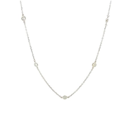 14Kt White Gold Diamond By The Inch Necklace With (12) Round Diamonds Weighing 0.75cttw