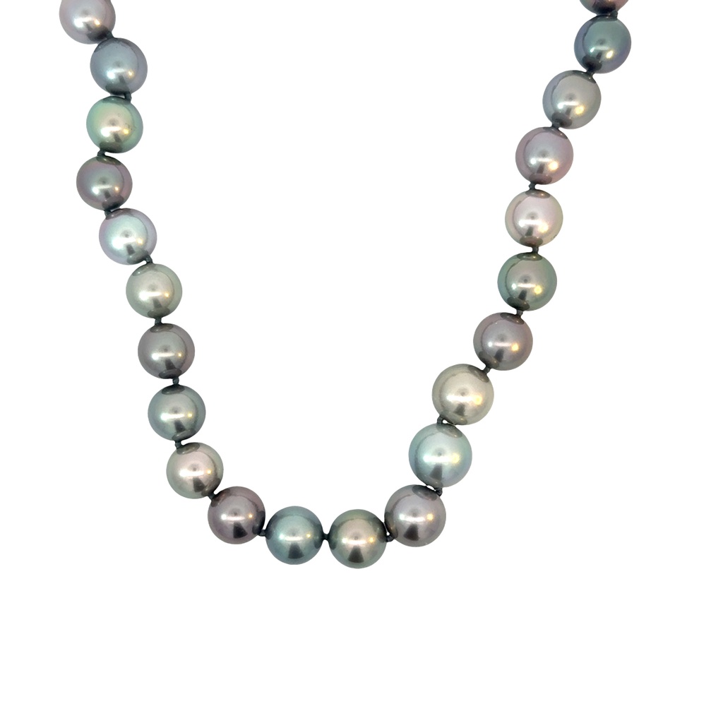 18Kt White Gold Multi Colored Tahitian Pearl Strand 18"