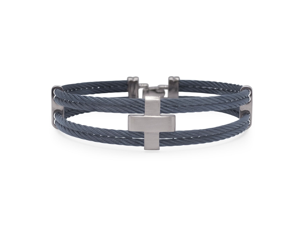 Stainless Steel Blueberry Nautical Cable Crossed Men's Bracelet 
