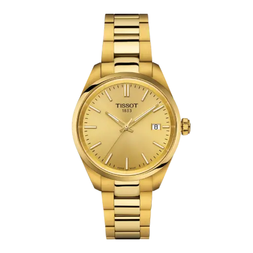 [T150.210.33.021.00] Tissot PR 100 34mm Gold Tone Quartz Watch With A Stainless Steel Gold Tone Strap