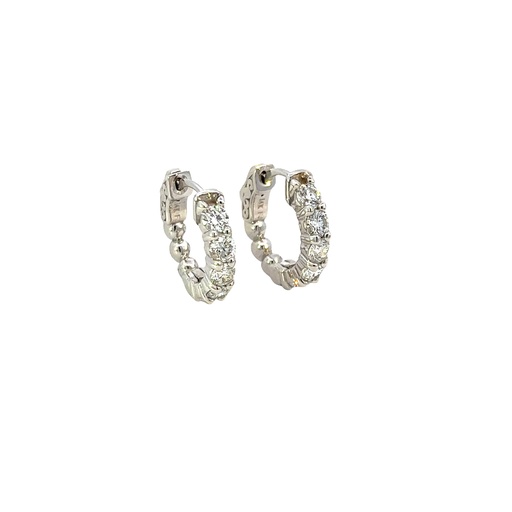 [E069-150-10-W] 14Kt White Gold Hoops With (10) Round Diamonds Weighing 1.47cttw